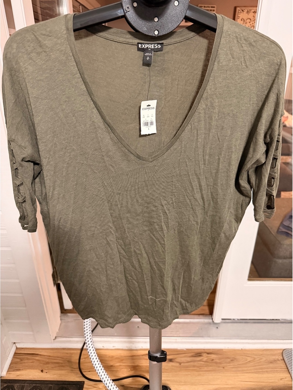 Express olive V-neck top